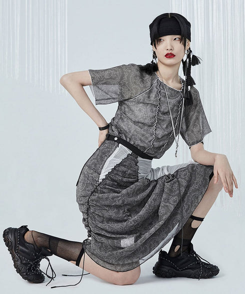Drape Gather Lace Skirt